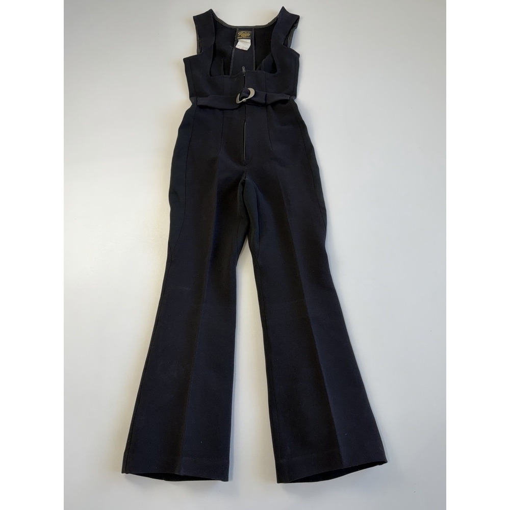 Vtg Robbe 80s Ski Bib Jumpsuit Wool Blend Womens Sz S Flare Square Neck USA Made